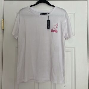 Kangol White T-Shirt With Pink Logo Unisex Size XL NWT